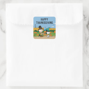 Peanuts   Charlie Brown Thanksgiving Square Sticker