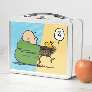 Peanuts   Charlie Brown & Woodstock Half & Half Metal Lunch Box