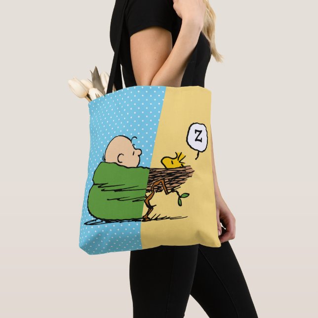 Peanuts | Charlie Brown & Woodstock Half & Half Tote Bag (Close Up)