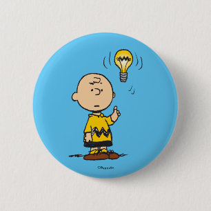 Peanuts   Charlie Brown's Light Bulb Idea 6 Cm Round Badge