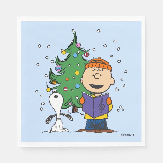 Peanuts | Christmas Caroling Napkin (Front)