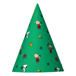 Peanuts Christmas Gift Giving Pattern Party Hat