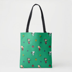 Peanuts   Christmas Gift Giving Pattern Tote Bag