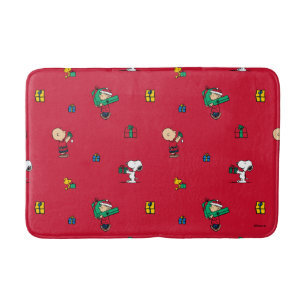 Peanuts   Christmas Gift Giving Red Bath Mat