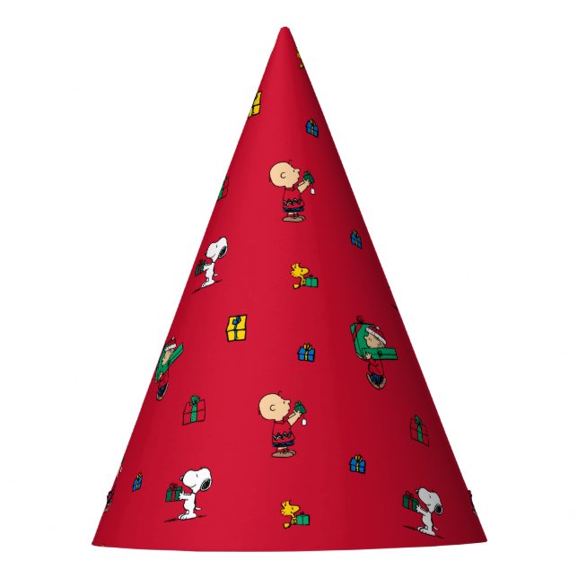 Peanuts | Christmas Gift Giving Red Party Hat (Front)