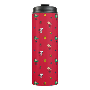 Peanuts   Christmas Gift Giving Red Thermal Tumbler