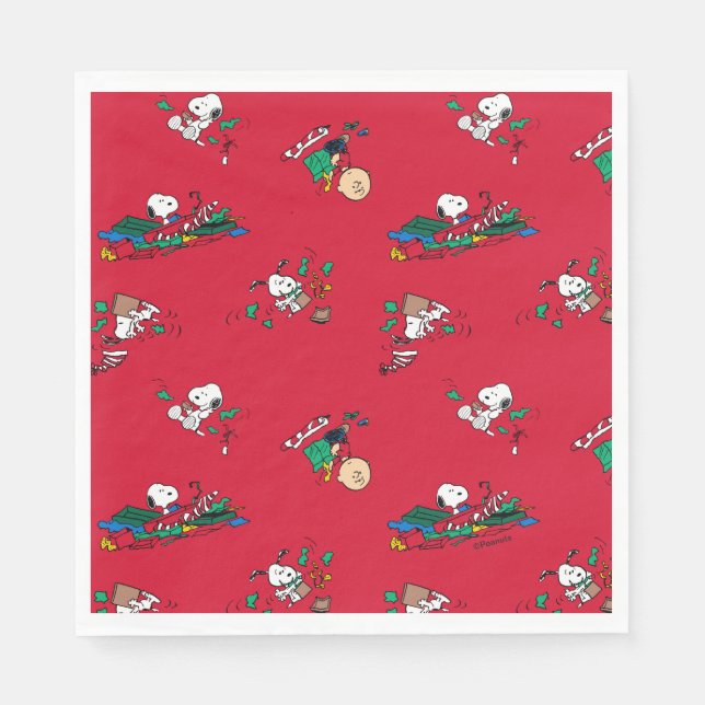 Peanuts | Christmas Gift Wrapping Pattern Napkin (Front)