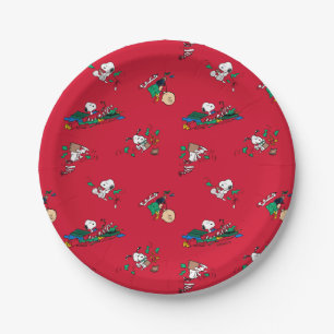 Peanuts   Christmas Gift Wrapping Pattern Paper Plate