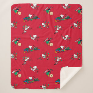 Peanuts   Christmas Gift Wrapping Pattern Sherpa Blanket