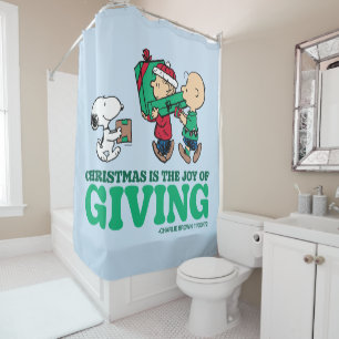 Peanuts   Christmas is the Joy of Giving Shower Curtain