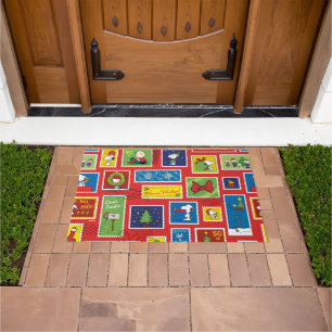 Peanuts   Christmas Postage Stamps Pattern Doormat