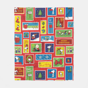 Peanuts   Christmas Postage Stamps Pattern Fleece Blanket