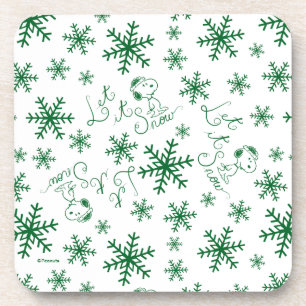 Peanuts   Christmas Snoopy Let It Snow Pattern Coaster