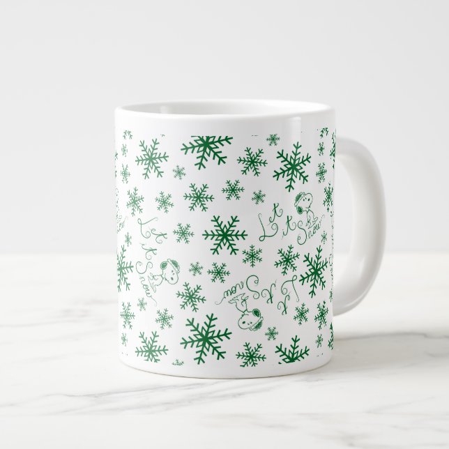 Peanuts | Christmas Snoopy Let It Snow Pattern Large Coffee Mug (Front Right)