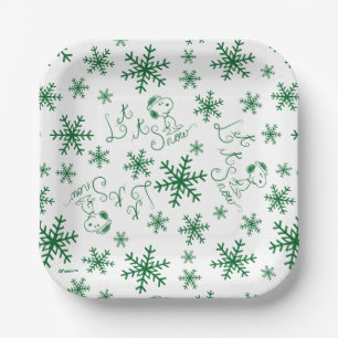 Peanuts   Christmas Snoopy Let It Snow Pattern Paper Plate
