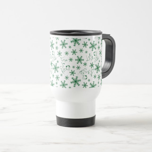 Peanuts | Christmas Snoopy Let It Snow Pattern Travel Mug (Front Right)