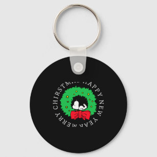 Peanuts Christmas Wreath  Key Ring