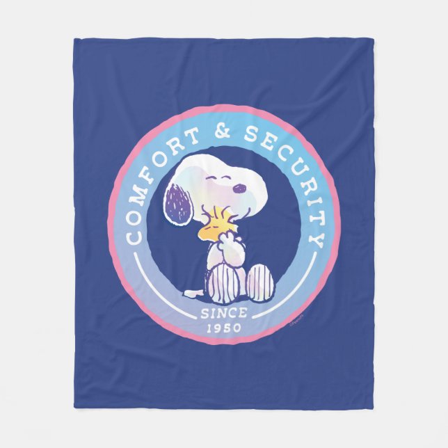 Peanuts | Comfort & Security Badge Blue Fleece Blanket (Front)