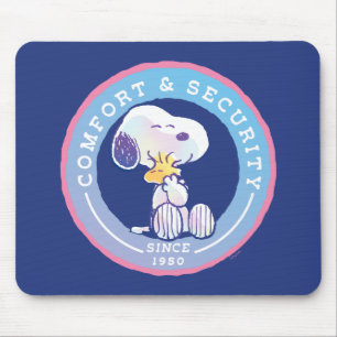 Peanuts   Comfort & Security Badge Blue Mouse Pad