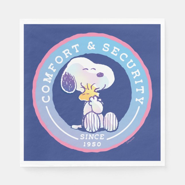 Peanuts | Comfort & Security Badge Blue Napkin (Front)