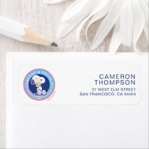 Peanuts   Comfort & Security Badge Blue Return Address Label
