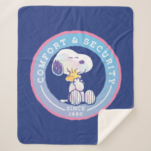 Peanuts   Comfort & Security Badge Blue Sherpa Blanket