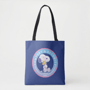 Peanuts Comfort & Security Badge Blue Tote Bag