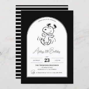 Peanuts   Dancing Snoopy Birthday Invitation