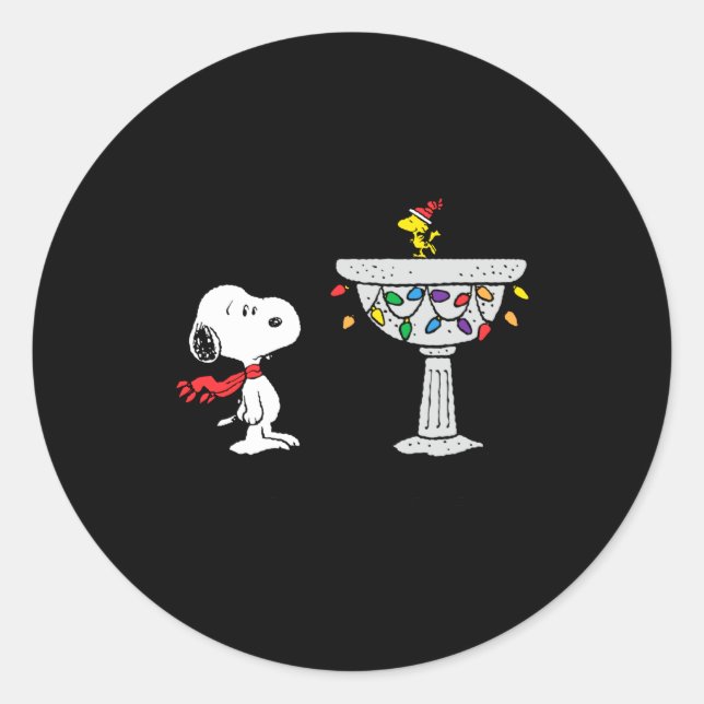 Peanuts Decorated Bird Bath  Classic Round Sticker (Front)