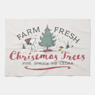Peanuts   Farm Fresh Christmas Trees Tea Towel