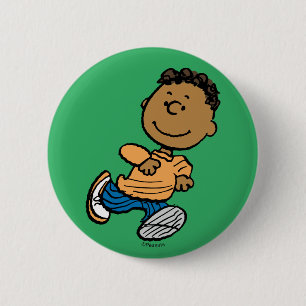 Peanuts   Franklin Running 6 Cm Round Badge