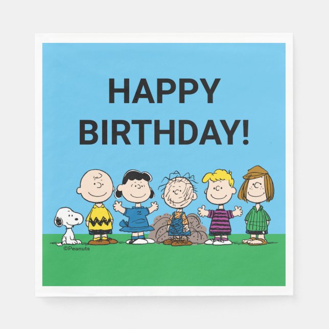 Peanuts Friends In A Row Napkin (Front)