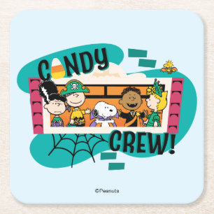 Peanuts Gang Candy Crew Halloween Square Paper Coaster