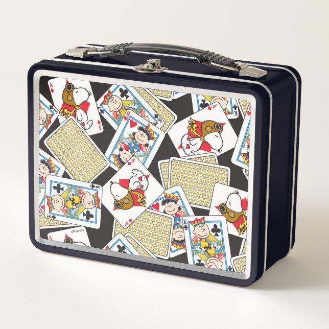 Peanuts Gang Card Deck Pattern Metal Lunch Box (Front)