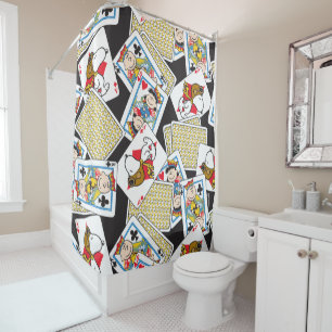 Peanuts Gang Card Deck Pattern Shower Curtain