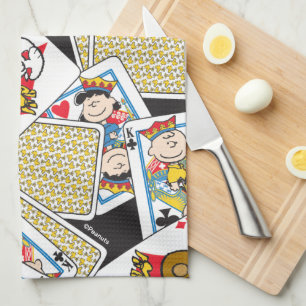 Peanuts Gang Card Deck Pattern Tea Towel