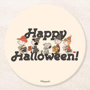 Peanuts Gang Happy Halloween Parade Round Paper Coaster