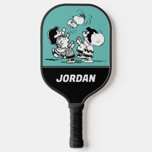Peanuts Gang Lifting Snoopy   Add Your Name Pickleball Paddle
