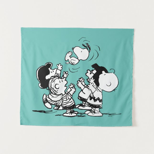 Peanuts Gang Lifting Snoopy Tapestry (Front (Horizontal))