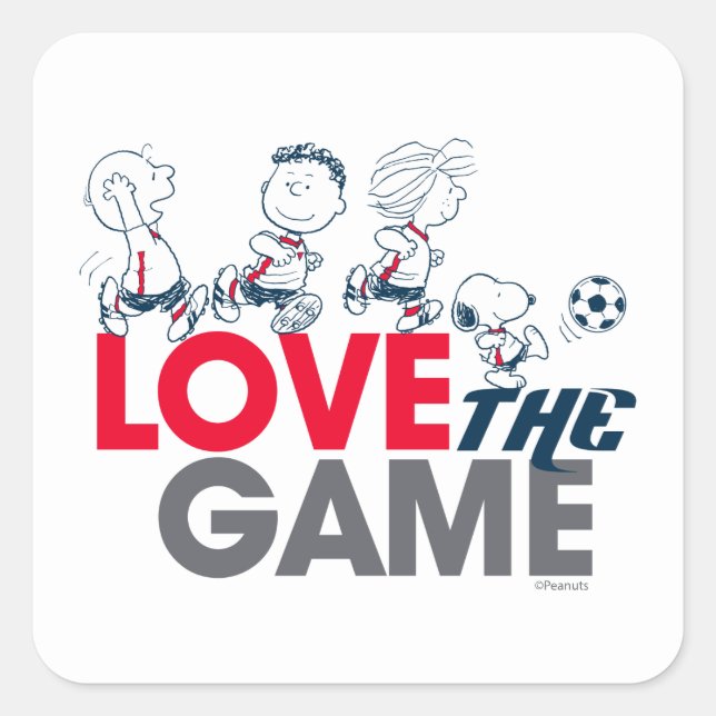 Peanuts Gang - Love The Game Square Sticker (Front)