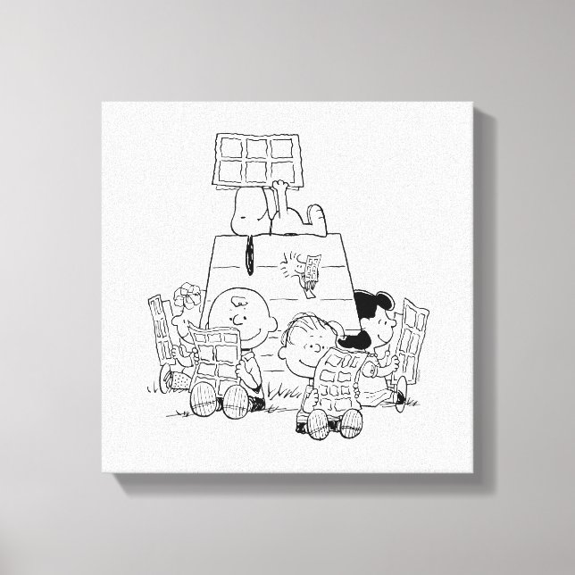 Peanuts Gang Reading Comics Canvas Print (Front)