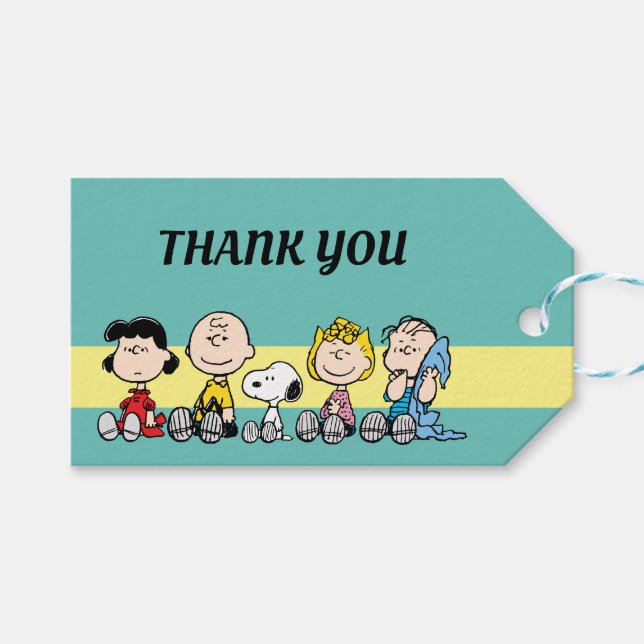 Peanuts Gang Sitting Together Gift Tags (Front (Horizontal))