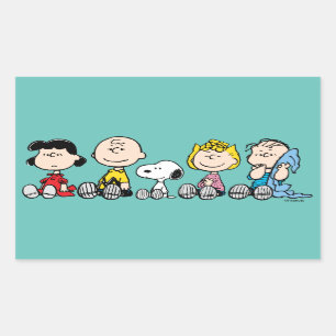 Peanuts Gang Sitting Together Rectangular Sticker