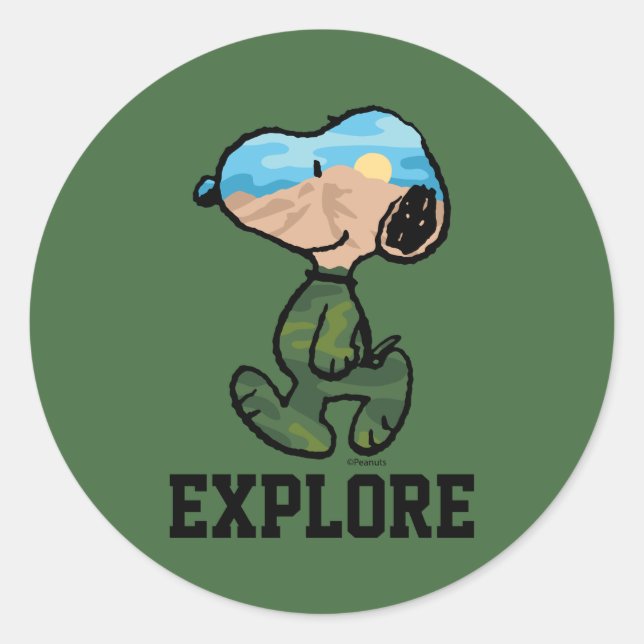 Peanuts | Great Outdoor Snoopy Classic Round Sticker (Front)