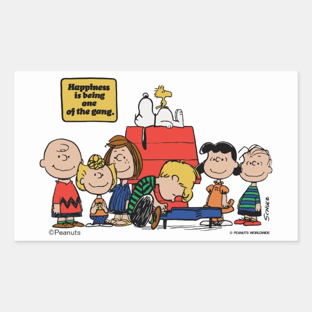 Peanuts | Happiness is Being One of the Gang Rectangular Sticker (Front)