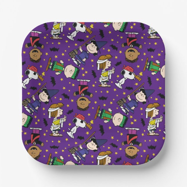 Peanuts | Happy Halloween Pattern Paper Plate (Front)