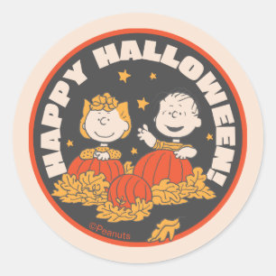 Peanuts   Happy Halloween Sally & Linus Classic Round Sticker