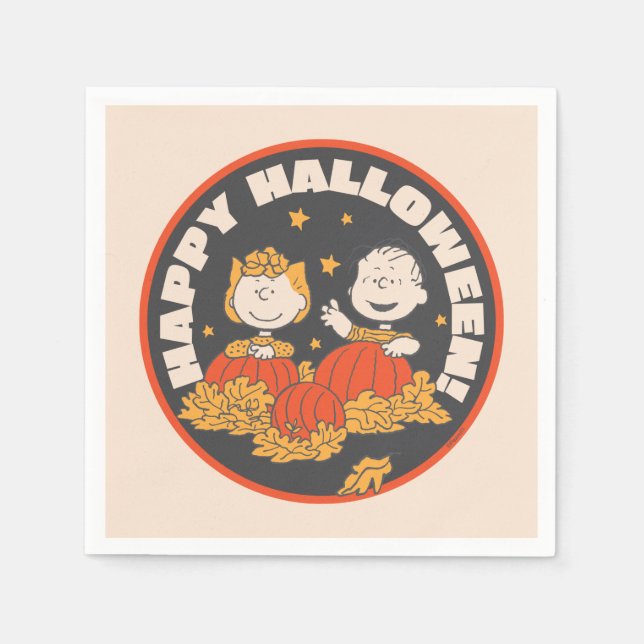 Peanuts | Happy Halloween Sally & Linus Napkin (Front)