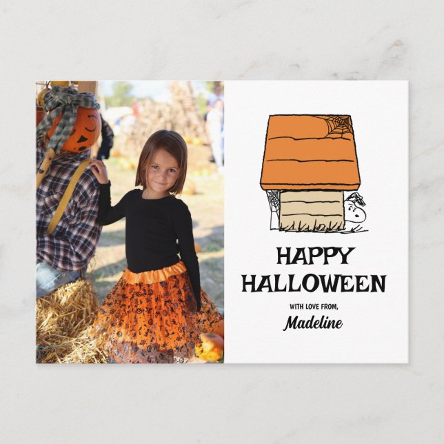 Peanuts | Happy Halloween Snoopy Doghouse Holiday Postcard (Front)