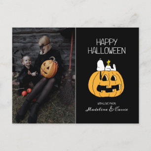 Peanuts   Happy Halloween Snoopy & Jack O' Lantern Holiday Postcard